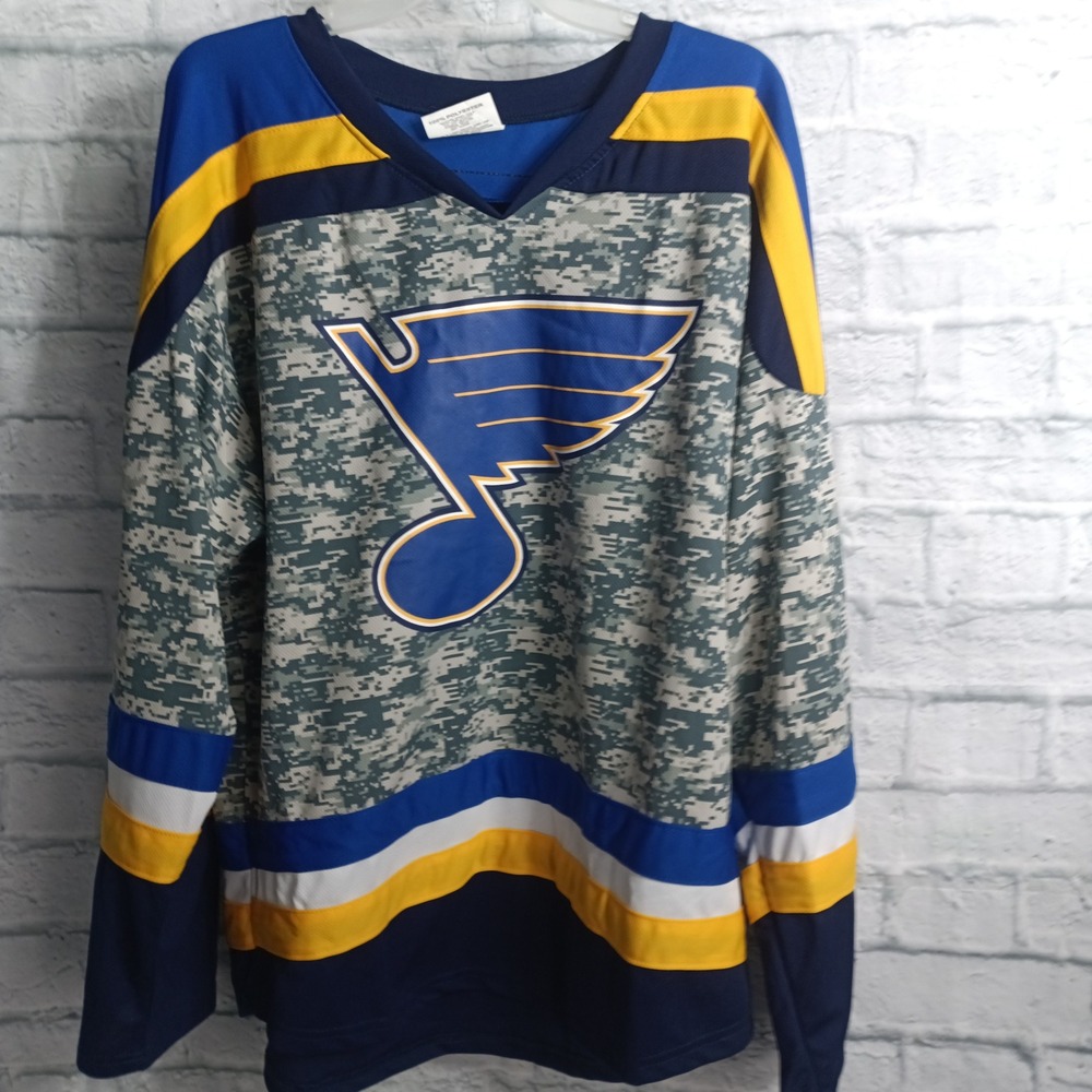 Match-Up St Louis Blues Mens XL Hockey Jersey Camo Military Appreciation Blue